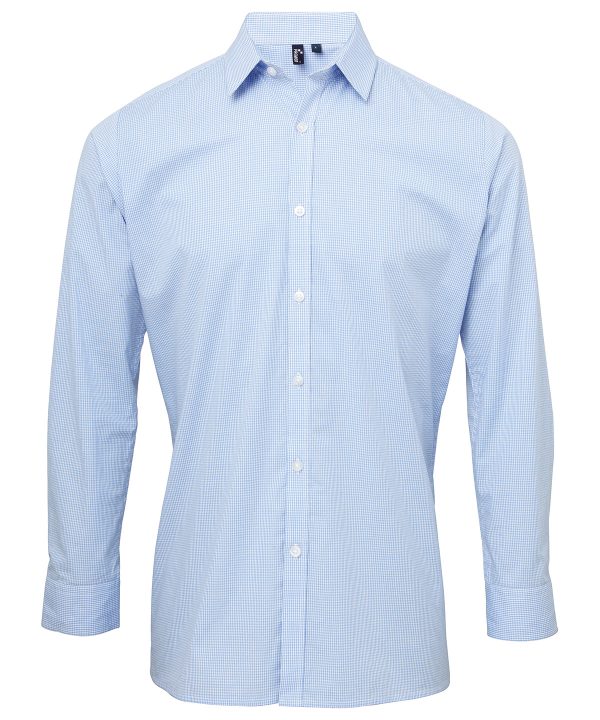 Premier Microcheck (Gingham) Long Sleeve Cotton Shirt - Image 2