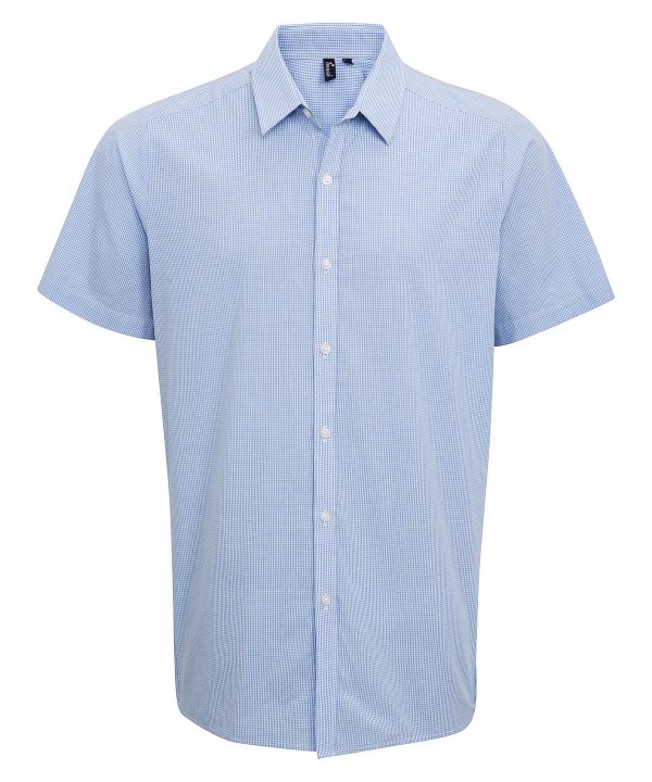 Premier Microcheck (Gingham) Short Sleeve Cotton Shirt - Image 2