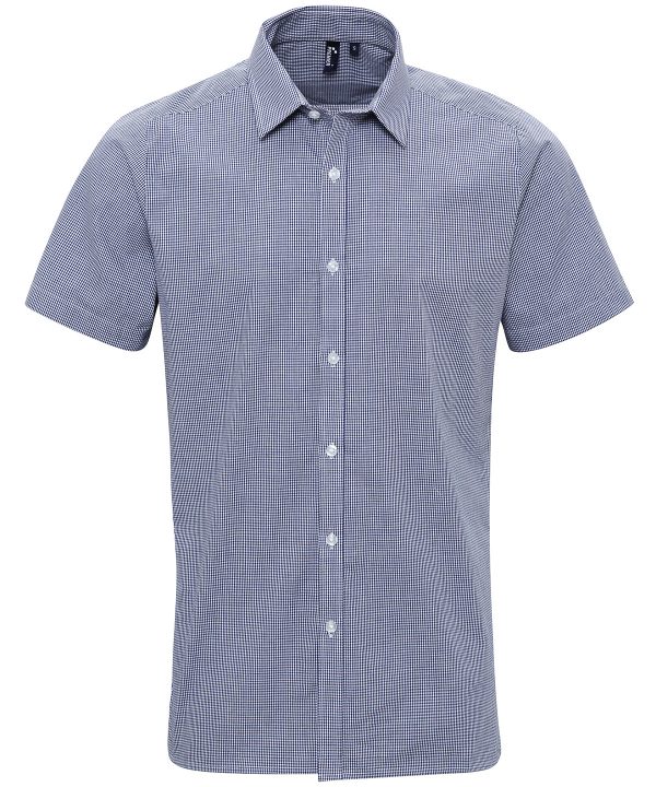 Premier Microcheck (Gingham) Short Sleeve Cotton Shirt - Image 3