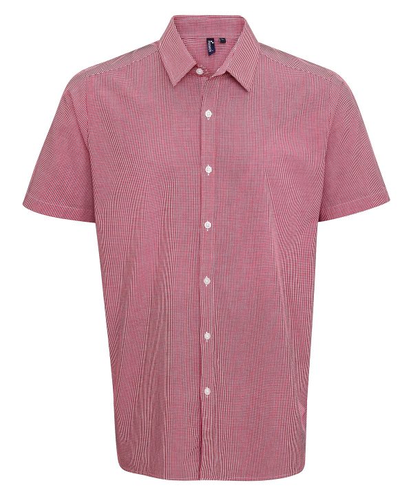 Premier Microcheck (Gingham) Short Sleeve Cotton Shirt - Image 4