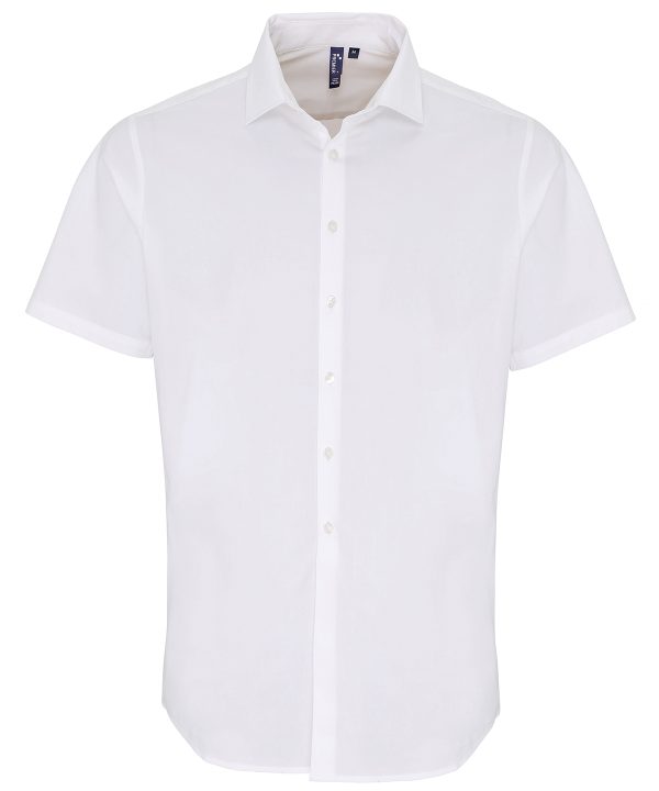 Premier Stretch Fit Cotton Poplin Short Sleeve Shirt - Image 4