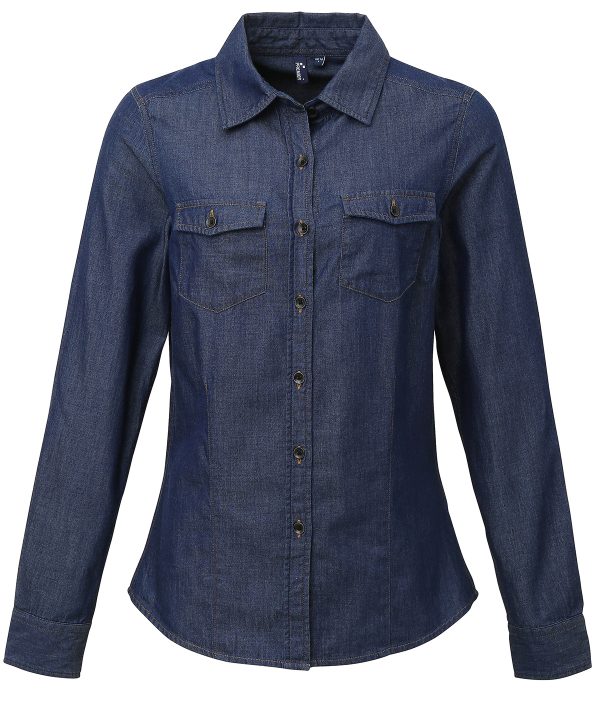 Premier Women`s Jeans Stitch Denim Shirt - Image 2