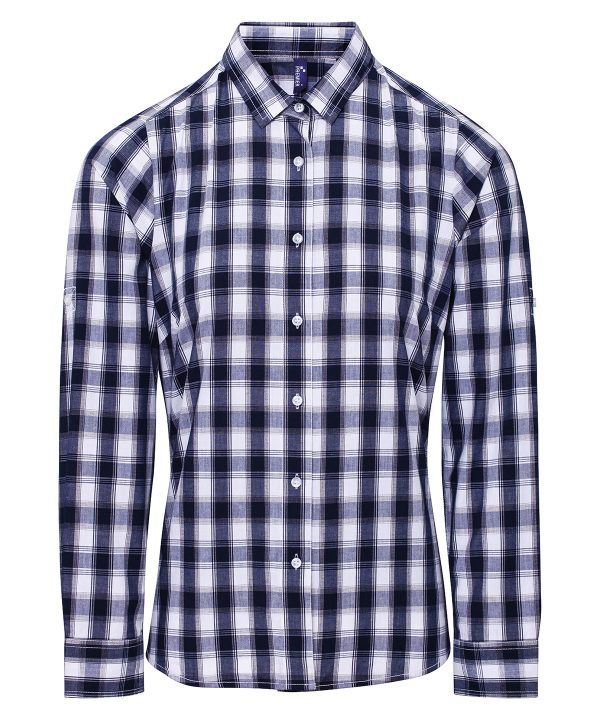 Premier Women`s Mulligan Check Cotton Long Sleeve Shirt - Image 4