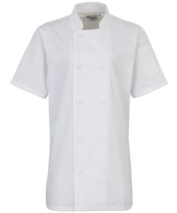 Premier Women`s Short Sleeve Chef`s Jacket