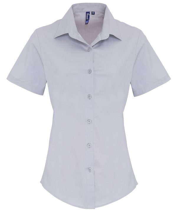 Premier Women`s Stretch Fit Cotton Poplin Short Sleeve Blouse - Image 3