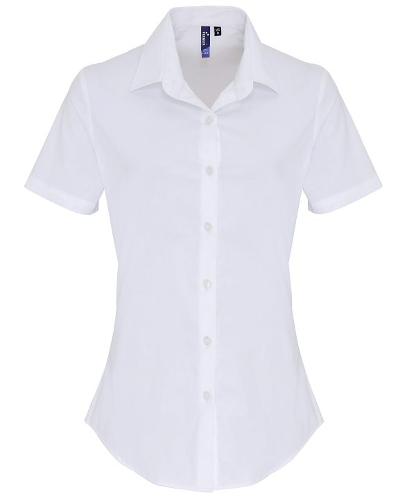 Premier Women`s Stretch Fit Cotton Poplin Short Sleeve Blouse - Image 4