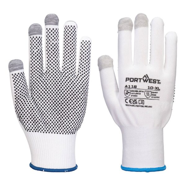 Portwest Grip 13 PVC Dotted Touchscreen Glove (Pk12)