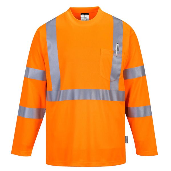 Portwest Hi-Vis Long Sleeve Pocket T-Shirt