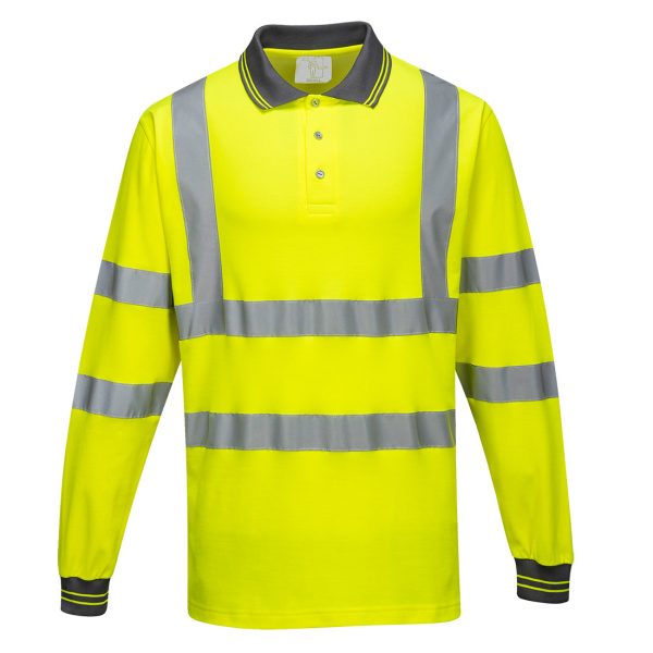 Portwest Hi-Vis Cotton Comfort Polo Shirt L/S - Image 7