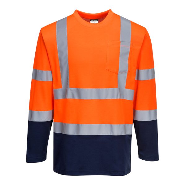 Portwest Hi-Vis Cotton Comfort Contrast T-Shirt L/S