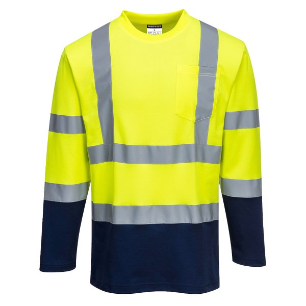 Portwest Hi-Vis Cotton Comfort Contrast T-Shirt L/S - Image 7