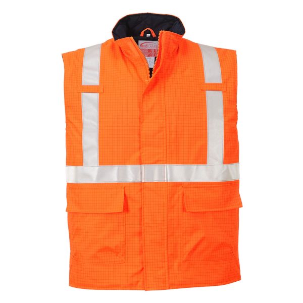 Portwest Bizflame Rain Hi-Vis Anti-static FR Bodywarmer