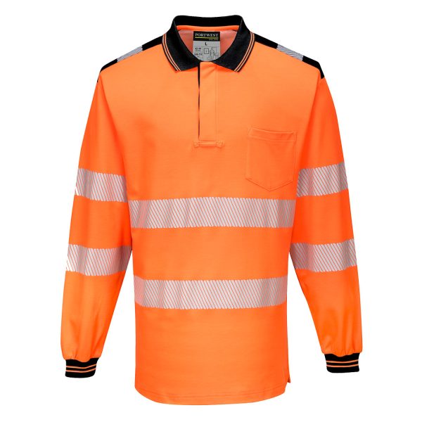 Portwest PW3 Hi-Vis Cotton Comfort Polo Shirt L/S