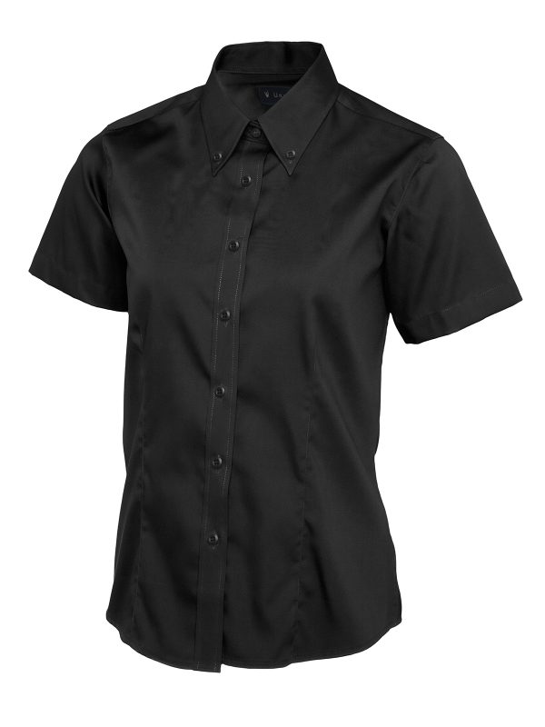 Uneek Ladies Pinpoint Oxford Half Sleeve Shirt - Image 2