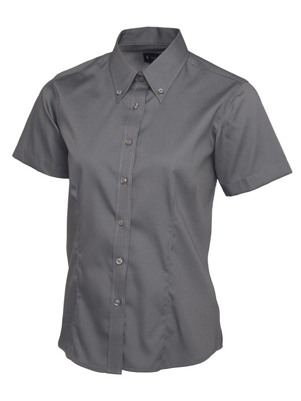 Uneek Ladies Pinpoint Oxford Half Sleeve Shirt - Image 3