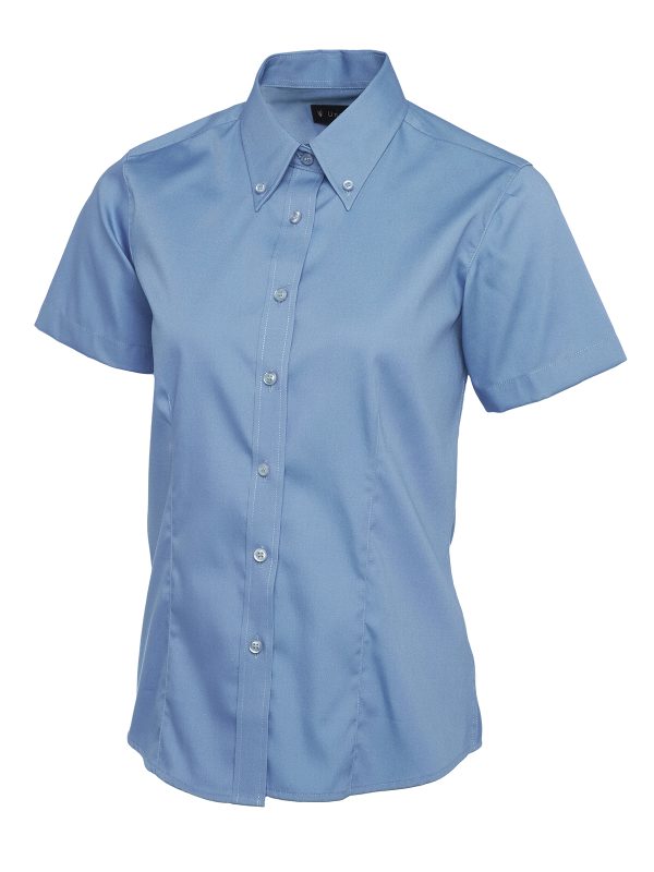 Uneek Ladies Pinpoint Oxford Half Sleeve Shirt - Image 5