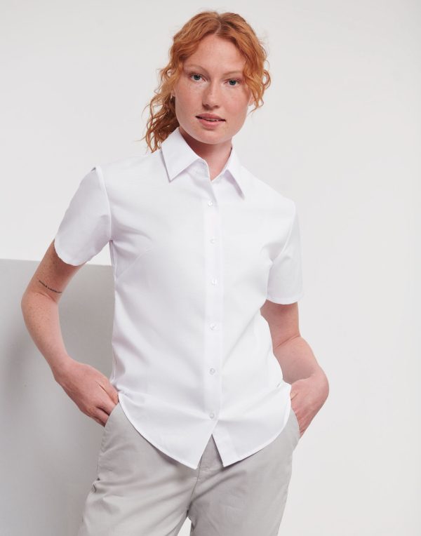 Russell Collection Ladies' S/Sleeve Oxford Shirt