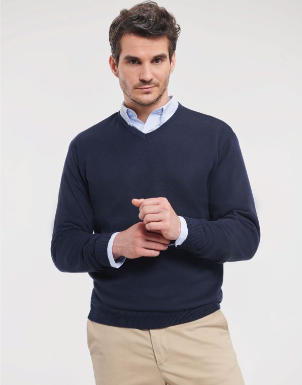 Russell Collection Men's V-Neck Knitted Pullover