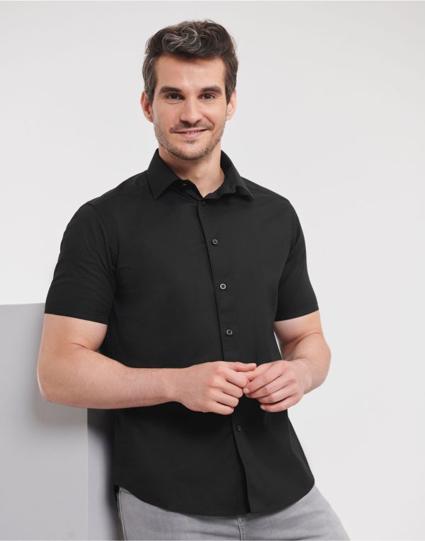 Russell Collection Men's S/Sleeve Fitted Stretch Shirt