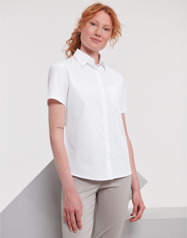 Russell Collection Ladies' S/Sleeve Polycotton Shirt