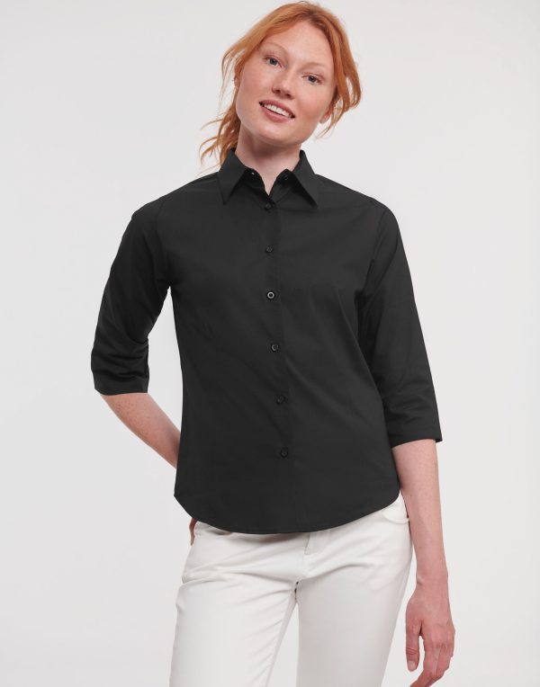 Russell Collection Ladies' 3/4 Sleeve Fitted Stretch Shirt