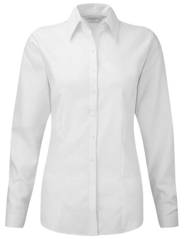 Russell Collection Ladies' L/Sleeve Herringbone Shirt