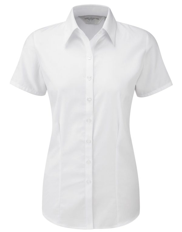 Russell Collection Ladies' S/Sleeve Herringbone Shirt