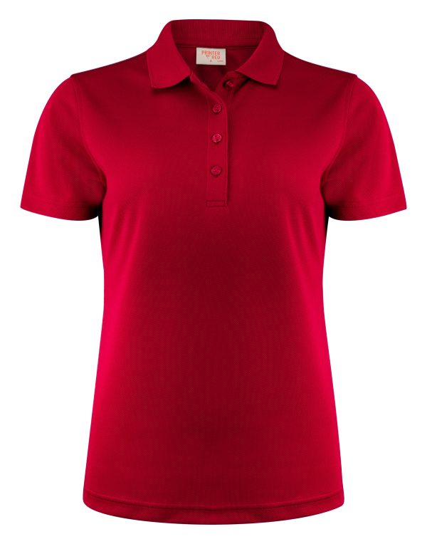 Printer Red Ladies Smash Polo Shirt