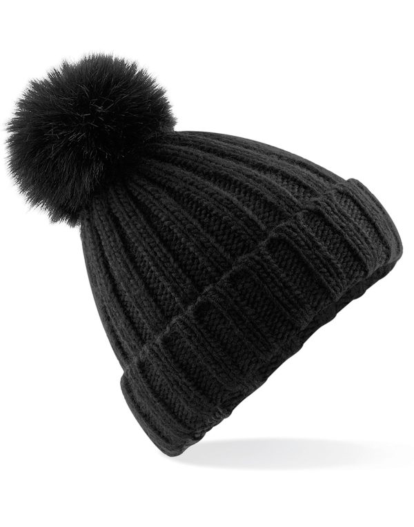 Beechfield  Verbier Faux Fur Pop Pom Chunky Beanie