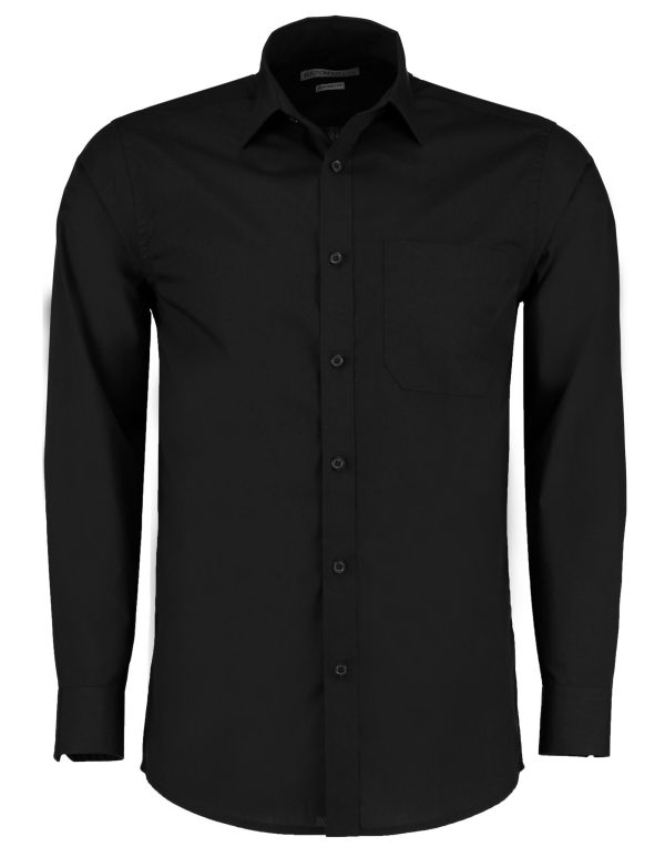 Kustom Kit Tailored Fit Long Sleeve Poplin Shirt