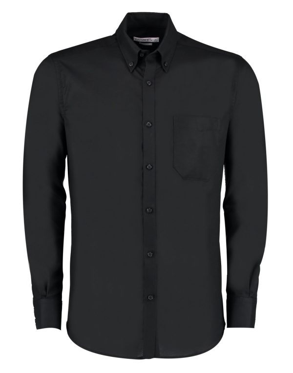 Kustom Kit Slim Fit L/Sleeve Workwear Oxford Shirt