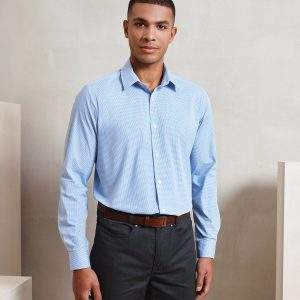 Premier Microcheck Gingham Long Sleeve Cotton Shirt