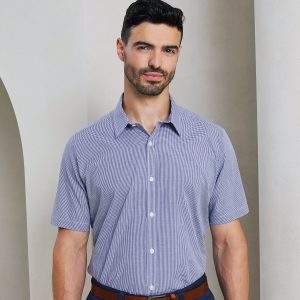 Premier Microcheck Gingham Short Sleeve Cotton Shirt
