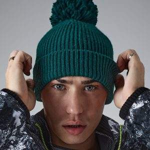 Beechfield Engineered Knit Ribbed Pom Pom Beanie