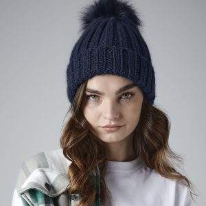 Beechfield Verbier Fur Pop Pom Chunky Beanie