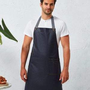 Premier District Waxed Look Denim Bib Apron