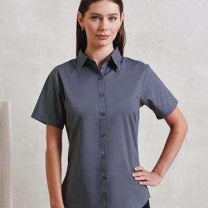 Premier Womens`s Short Sleeve Poplin Blouse