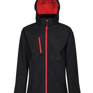 Regatta Professional Venturer 3-Layer Hooded Softshell Jacket - Black/Red, 2XL