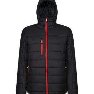 Regatta Professional Navigate Thermal Hooded Jacket - Black/Classic Red, 2XL