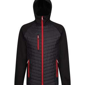 Regatta Professional Navigate Hybrid Hooded Jacket - Black/Classic Red, 2XL