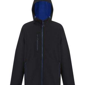 Regatta Professional Navigate 2-Layer Hooded Softshell Jacket - Black/New Royal, 2XL