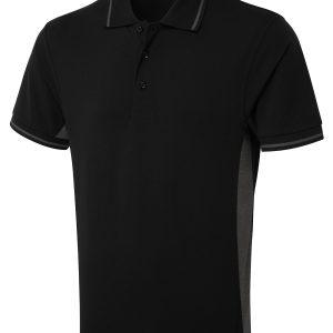 Uneek Two Tone Polo Shirt - Black/Charcoal, 2XL