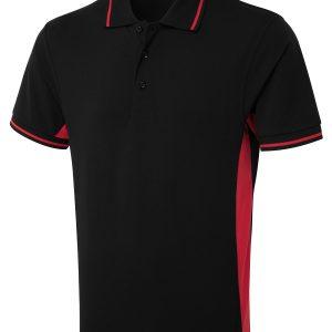 Uneek Two Tone Polo Shirt - Black/Red, 2XL