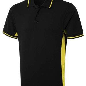 Uneek Two Tone Polo Shirt - Black/Yellow, 2XL