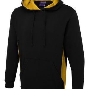 Uneek Two Tone Hooded Sweatshirt - Black/Yellow, XL