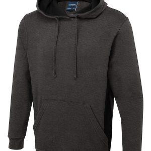 Uneek Two Tone Hooded Sweatshirt - Charcoal/Black, 2XL