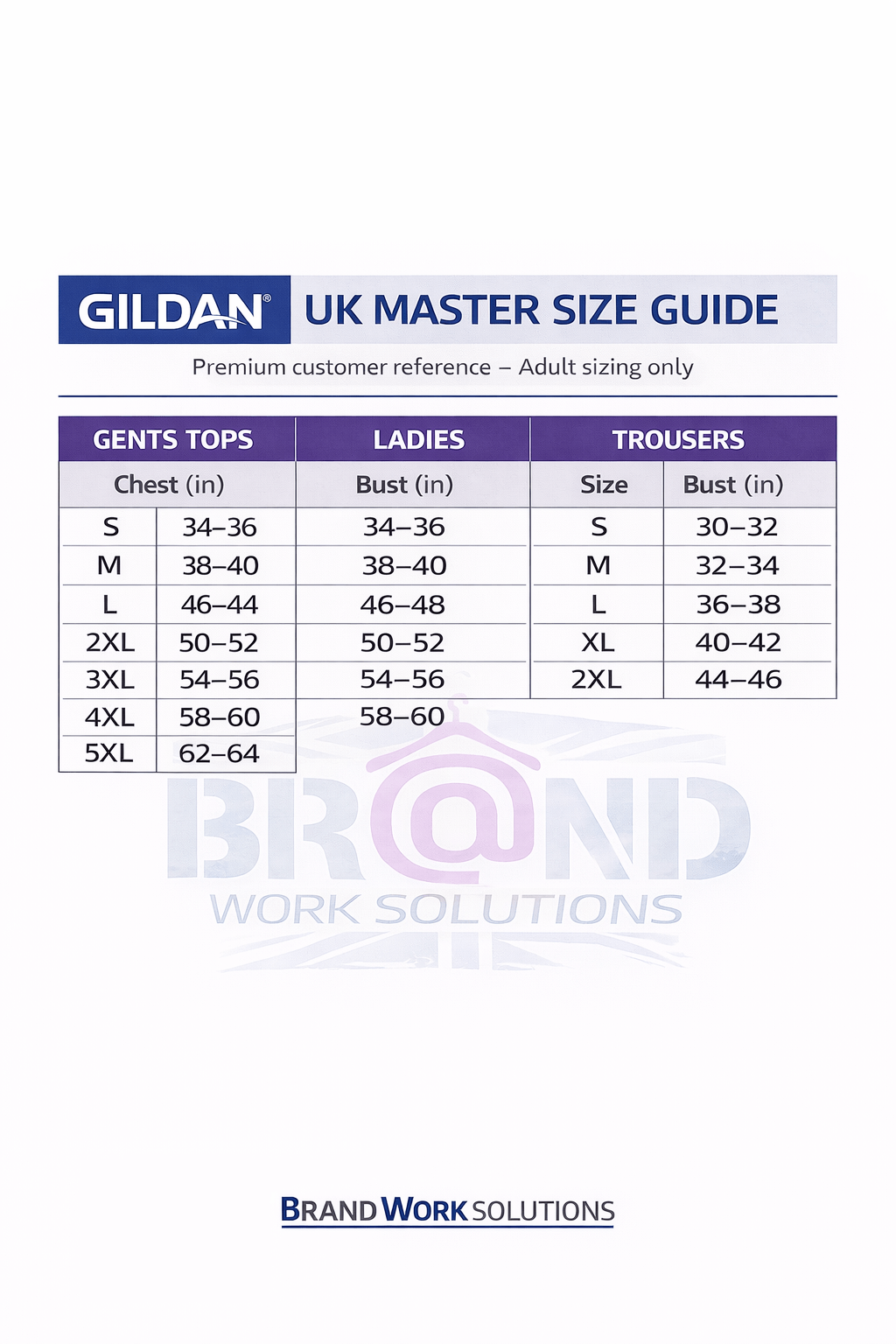 Gildan Size Guide