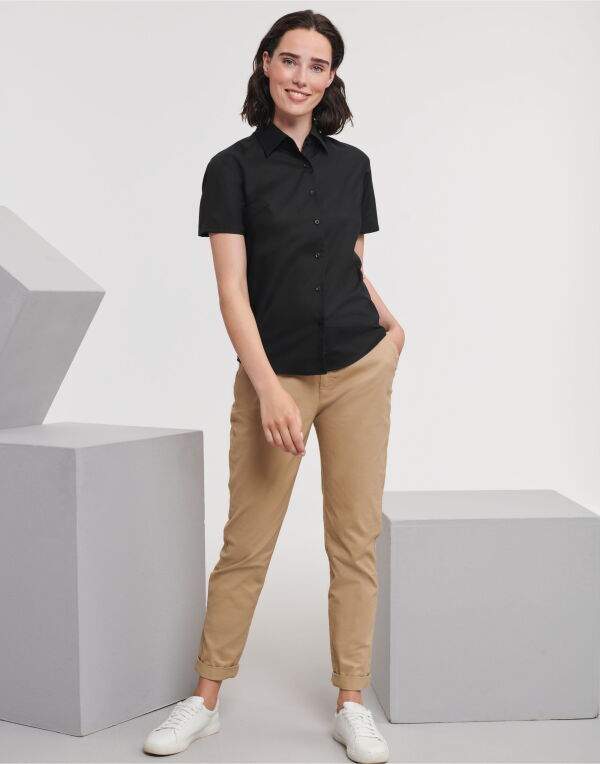 Russell Collection Ladies' S/Sleeve Oxford Shirt