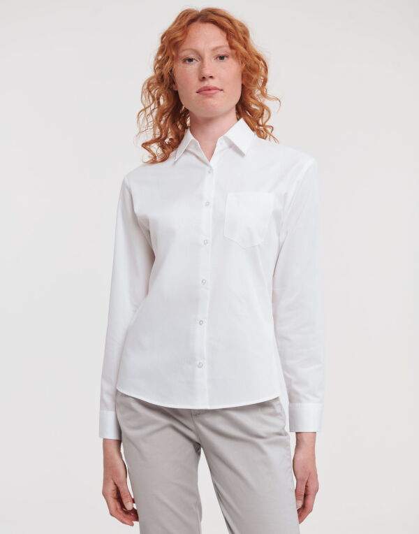Russell Collection Ladies' L/Sleeve Poplin Shirt