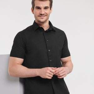 Russell Collection Men's S/Sleeve Fitted Stretch Shirt